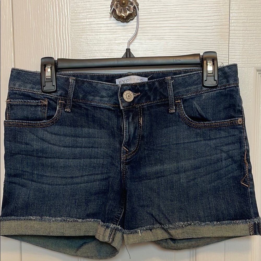 Express Blue Jean Shorts with Cuffed Hem